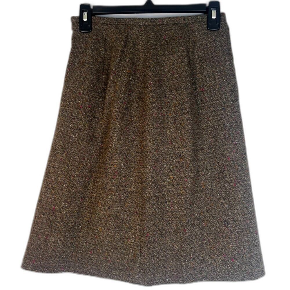 Evan Picone NWT Vintage Brown Tweed Wool Silk Lined Aline Skirt‎ Size 4